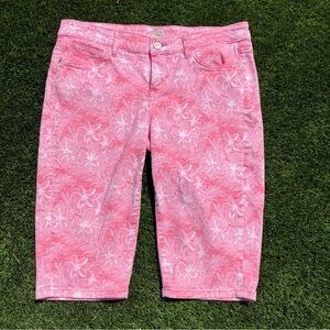 Tommy Bahama Boardwalk Soft Flamingo Pink Bermuda Clam Digger Denim Shorts Sz 30